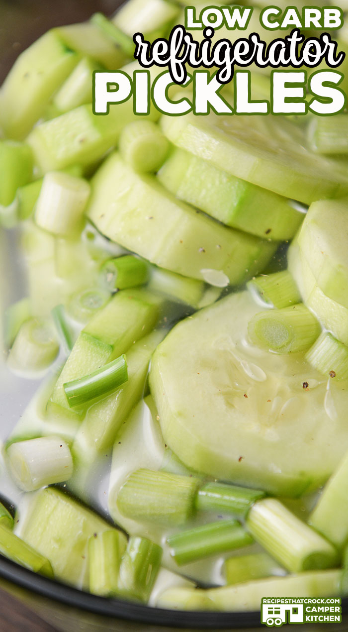Are you looking for a low carb recipe for fresh cucumbers. Our Homemade Refrigerator Pickles are a low carb version of the sweet and tangy old fashioned recipe.