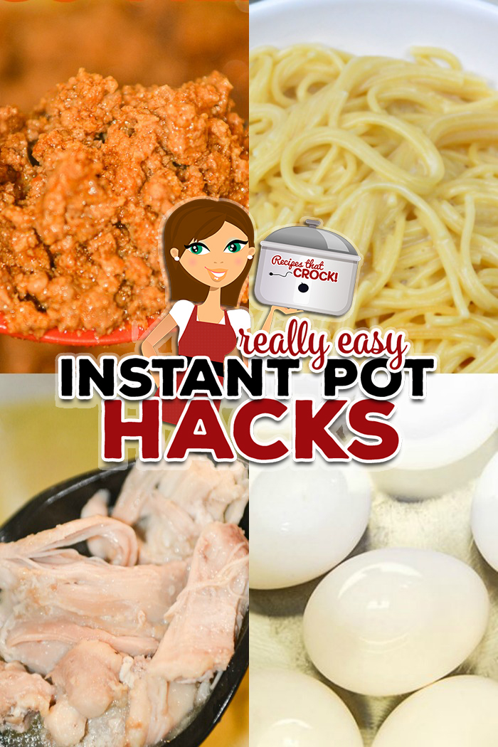 Instant Pot Hacks including hard boiled eggs, make ahead taco meat, pasta prep, shreddable chicken and more