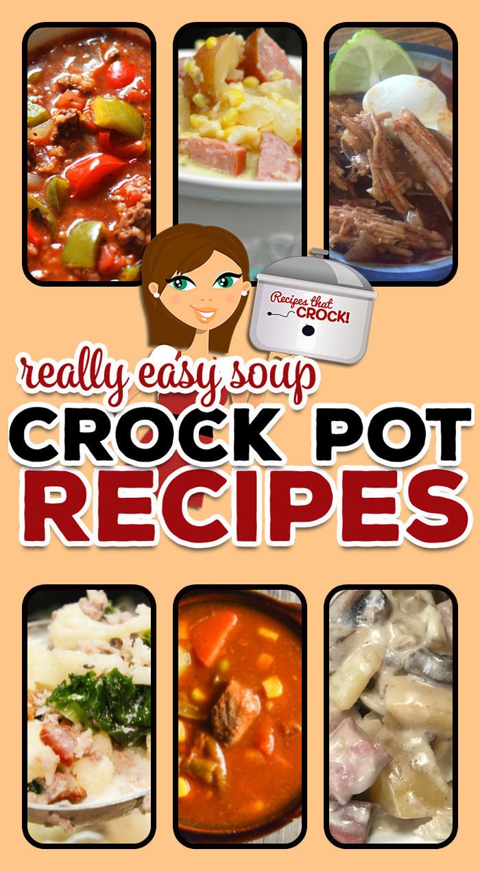Sometimes nothing quite hits the spot like a warm bowl of soup. Theseย Really Easy Slow Cooker Soups are not only super simple to make, they are also quite delicious! Soups include: Crock Pot Ham, Potato & Mushroom Soup, Slow Cooker Stuffed Pepper Soup, Slow Cooker Bloody Mary Beef Vegetable Soup, The Best Mexican Pork Pozole Soup, Crock Pot Smoked Sausage Corn Chowder & Crock Pot Zuppa Toscana Soup