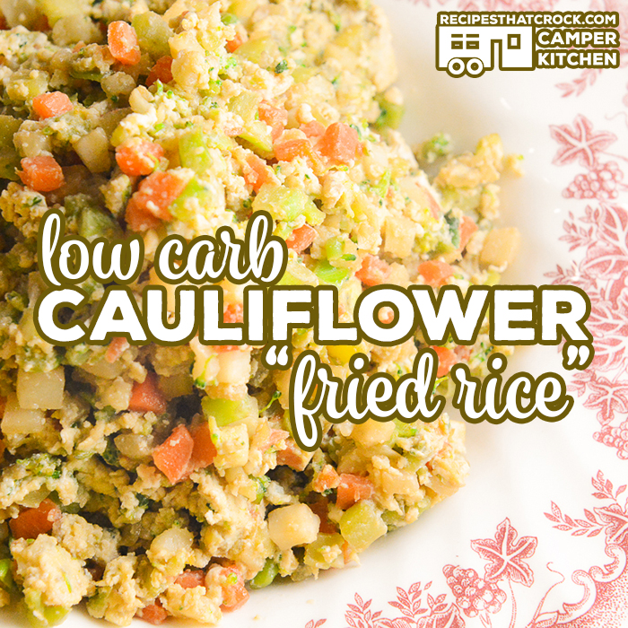 Our Low Carb Cauliflower Fried Rice is the perfect side to serve up with your favorite Asian inspired dishes. Savory riced cauliflower, broccoli, green onion and carrots with a great sesame flavor makes this dish a great way to get the kids to eat their veggies! Add some chicken, shrimp, steak or ham and make it into a meal!