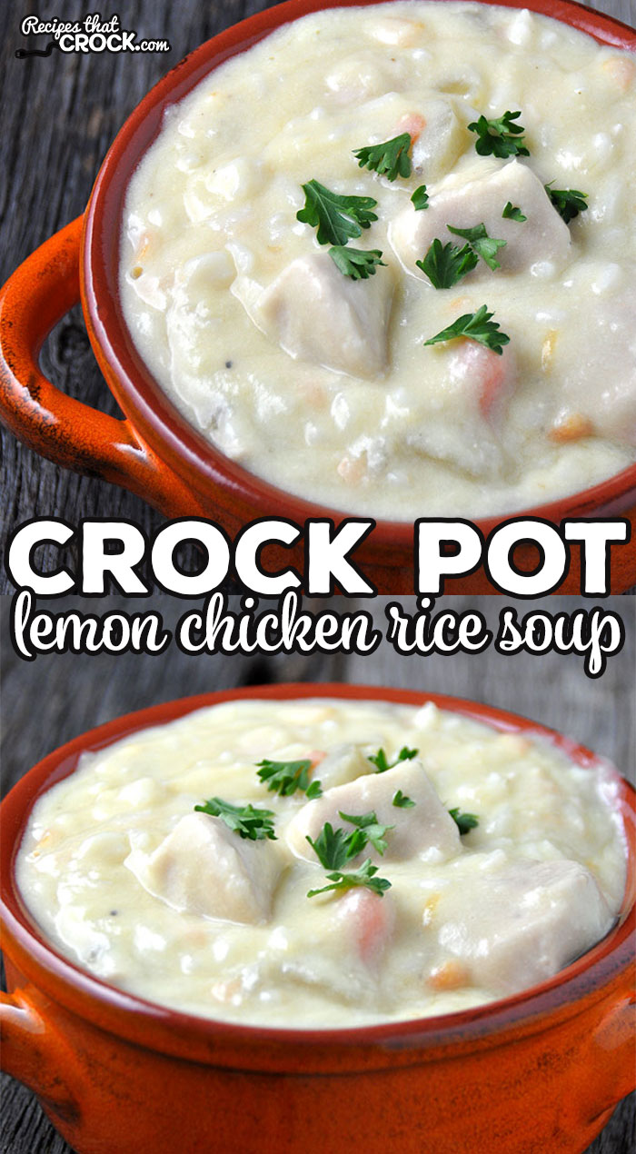 This Crock Pot Lemon Chicken Rice Soup recipe is a delicious twist on chicken soup. It is easy to make and has tender chicken with plenty of flavor!