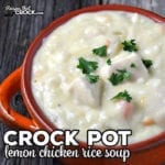 This Crock Pot Lemon Chicken Rice Soup recipe is a delicious twist on chicken soup. It is easy to make and has tender chicken with plenty of flavor!