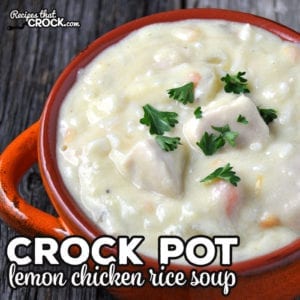 This Crock Pot Lemon Chicken Rice Soup recipe is a delicious twist on chicken soup. It is easy to make and has tender chicken with plenty of flavor!