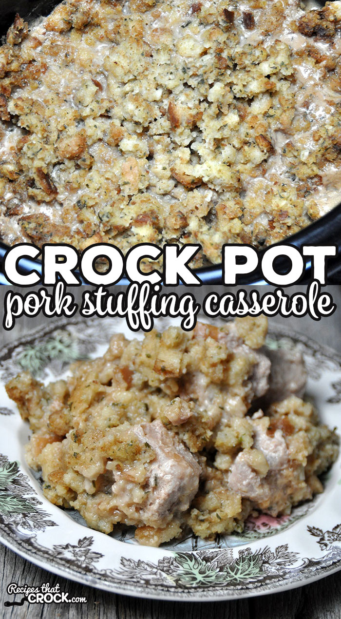 This Crock Pot Pork Stuffing Casserole is the perfect recipe for when you are in the mood for some delicious comfort food! It is easy to make and so yummy!
