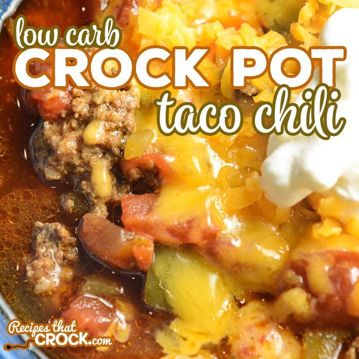 Our Low Carb Crock Pot Taco Chili is a hearty soup with savory beef, tomatoes, peppers and zucchini. Taco seasoning and cumin add a smoky flavor to this low carb chili.