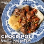 If you are looking for a super easy, hearty and delicious meal, then I have the recipe for you! This Hearty Crock Pot Beef Pot Pie is just that! Yum!