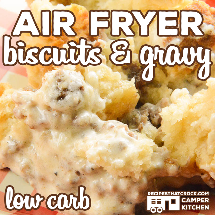 This Air Fryer Biscuits & Gravy recipe is a game-changer. This low carb recipe makes the ultimate comfort breakfast all in one pot.