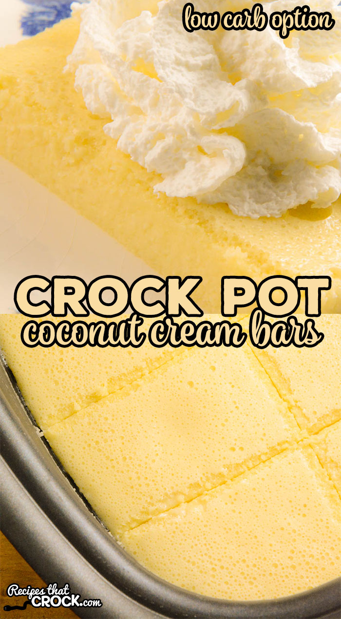 Do you love coconut cream pie? These Crock Pot Coconut Cream Bars are a delicious slow cooker dessert with a low carb option.