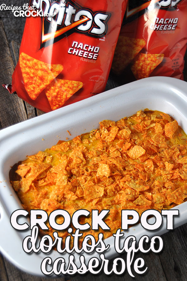 Taco night just got a little more fun with this flavorful Crock Pot Doritos Taco Casserole! It is easy, cheesy and delicious!