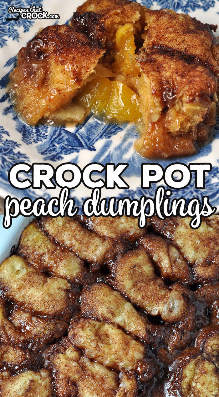 This Crock Pot Peach Dumplings recipe takes one of our favorite dessert recipes, Crock Pot Apple Dumplings and gives it a summer taste!