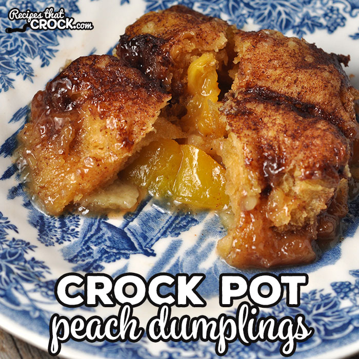 This Crock Pot Peach Dumplings recipe takes one of our favorite dessert recipes, Crock Pot Apple Dumplings and gives it a summer taste!