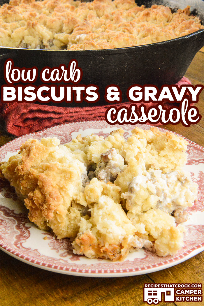 Are you looking for a low carb way to enjoy Biscuits and Gravy? Our Low Carb Biscuits and Gravy Casserole (Oven) recipe has a delicious sausage gravy topped with a tender buttery biscuit topping.