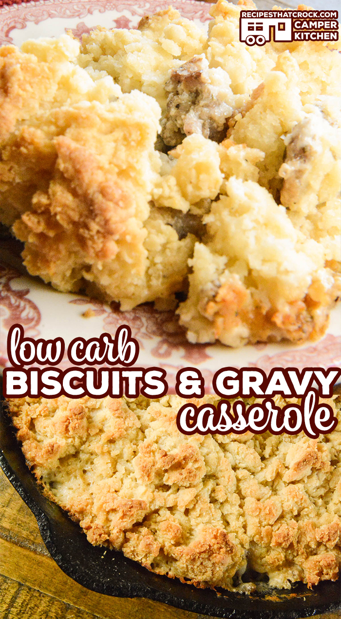 Are you looking for a low carb way to enjoy Biscuits and Gravy? Our Low Carb Biscuits and Gravy Casserole (Oven) recipe has a delicious sausage gravy topped with a tender buttery biscuit topping.