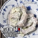 This Creamy Ranch Instant Pot Pork Loin recipe is so incredibly easy, flavorful and low carb! With it's short cooking time, it is perfect for dinner on a busy night!