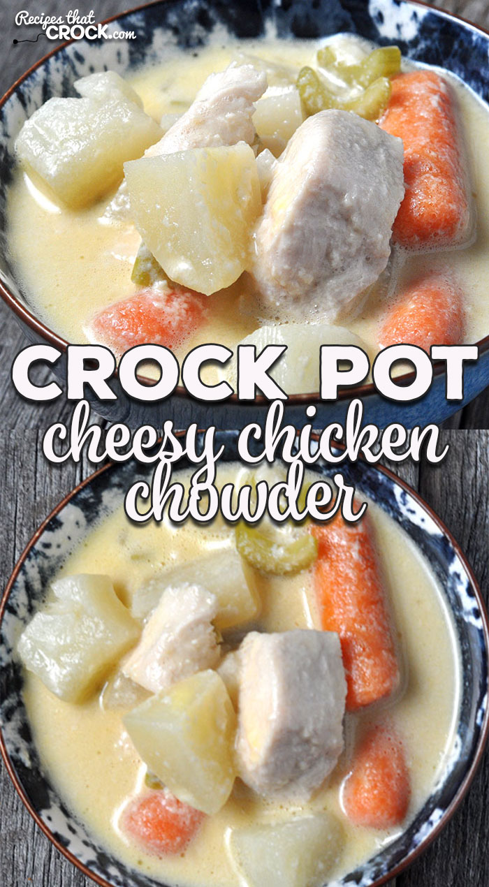 This delicious and hearty Crock Pot Cheesy Chicken Chowder is a great way to get even your picky eaters to eat their veggies! 