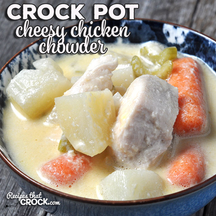 This delicious and hearty Crock Pot Cheesy Chicken Chowder is a great way to get even your picky eaters to eat their veggies! 