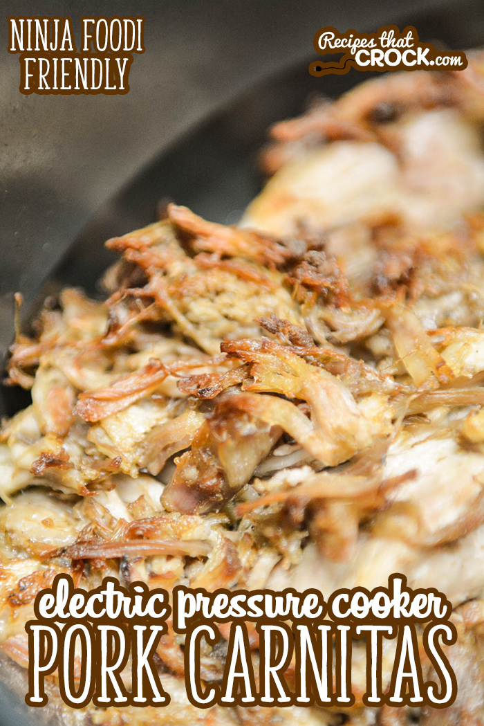 Our Electric Pressure Cooker Pork Carnitas is so flavorful and tender. This easy low carb recipe can be made in your Instant Pot or Ninja Foodi. 