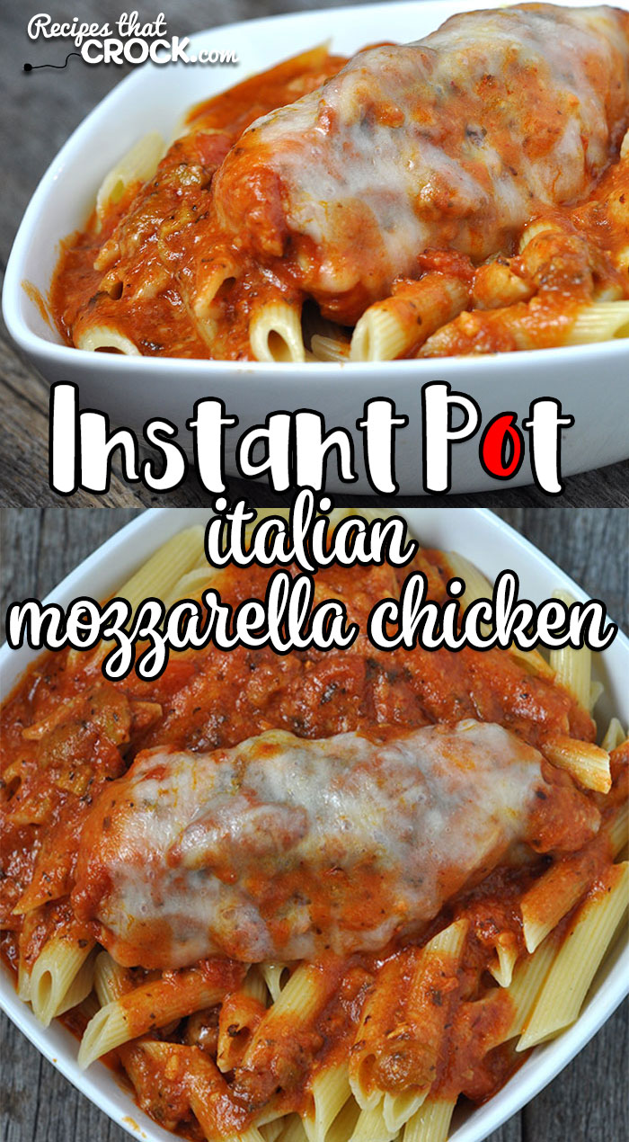 Looking for a great recipe for a weeknight dinner or any time you need dinner in a hurry? Check out this Instant Pot Italian Mozzarella Chicken! Yum!