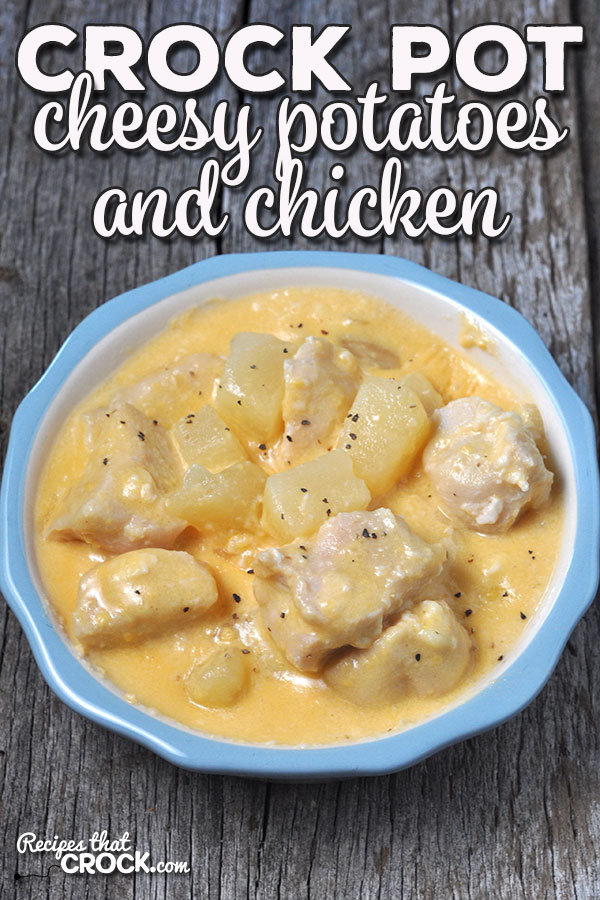 This Crock Pot Cheesy Potatoes and Chicken recipe is super simple, while still being delicious! The cheese sauce complements the chicken and potatoes wonderfully! via @recipescrock