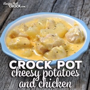 This Crock Pot Cheesy Potatoes and Chicken recipe is super simple, while still being delicious! The cheese sauce compliments the chicken and potatoes wonderfully!