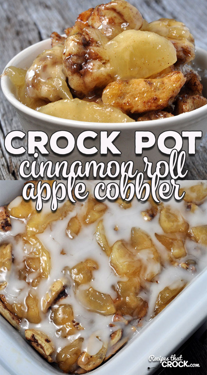 The apples and cinnamon are the perfect combination in this easy Crock Pot Cinnamon Roll Apple Cobbler! You'll want to make it year-round!