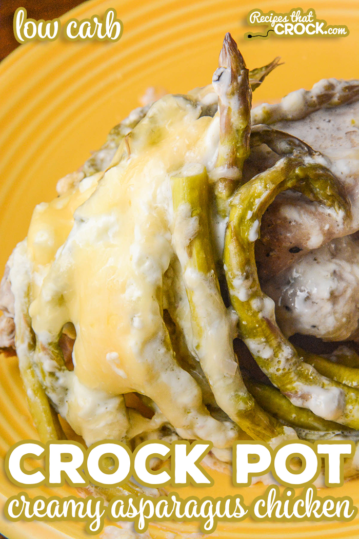 Our Crock Pot Creamy Asparagus Chicken (Low Carb) Recipe is a super simple casserole with an incredible creamy cheesy topping.