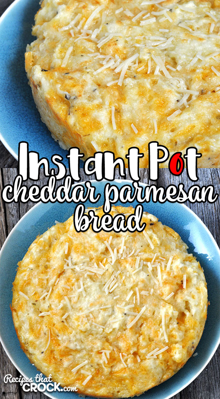 This Instant Pot Cheddar Parmesan Bread recipe makes having homemade bread as a side a snap! It is savory and cooks in just 14 minutes! You're gonna love it!