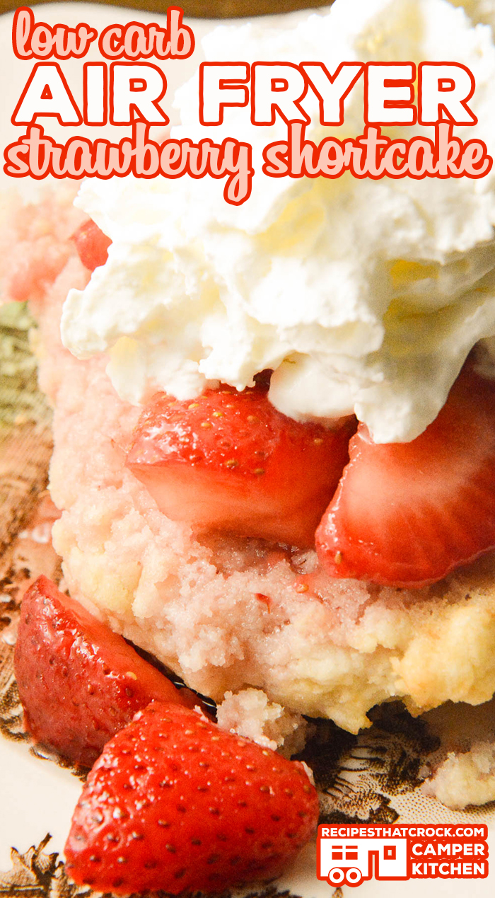 Our Air Fryer Strawberry Shortcake is an easy low carb dessert that you can make in a traditional air fryer, Ninja Foodi or with the Mealthy CrispLid. Great CarbQuick recipe!