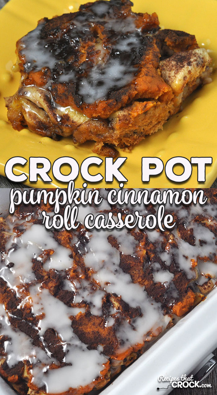 Are you looking for the PERFECT Fall breakfast? This Crock Pot Pumpkin Cinnamon Roll Casserole is easy and delicious and wonderfully Fall-worthy!