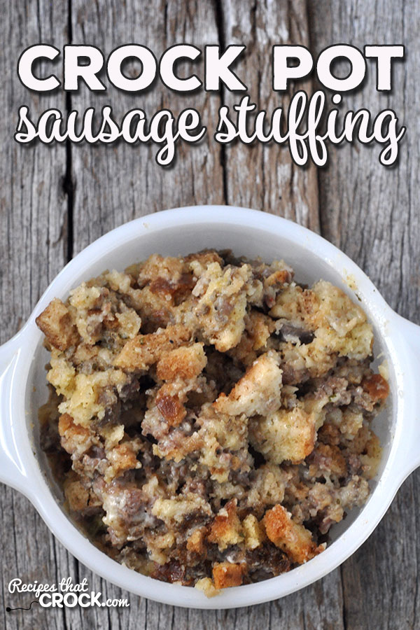 This Crock Pot Sausage Stuffing recipe is super easy to throw together and the spices in the sausage mix perfectly with the stuffing seasoning to give you an amazing dish!