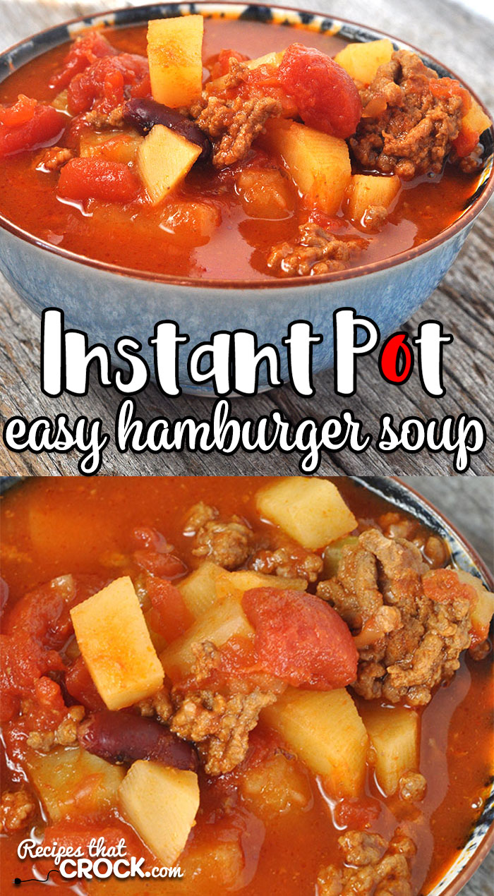 This Easy Instant Pot Hamburger Soup recipe gives you a wonderfully flavored, hearty soup in less than an hour that tastes like it has been cooking all day!ย