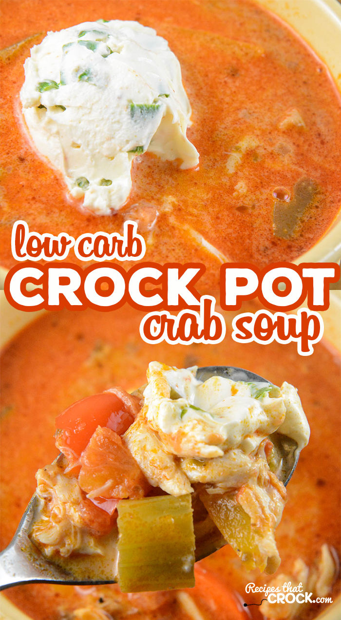 Our Low Carb Crock Pot Crab Soup is a flavorful tomato based soup with tender crab, peppers and celery. Take this soup to the next level with our onion cream cheese topping.