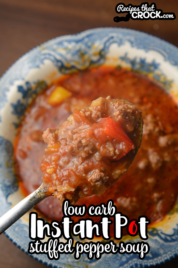 Are you looking for a Low Carb Instant Pot Stuffed Pepper Soup? This is our tried and true recipe we have enjoyed for years! Bell peppers, ground beef and cauliflower rice in a tomato based soup make the perfect low carb soup!
