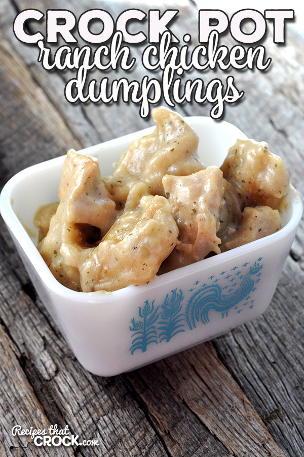 If you love a wonderfully easy meal that is not only super yummy, but the perfect comfort food, then you don't want to miss this Crock Pot Ranch Chicken Dumplings. Oh. My. Yum.