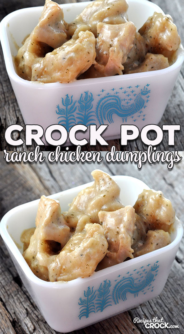 If you love a wonderfully easy meal that is not only super yummy, but the perfect comfort food, then you don't want to miss this Crock Pot Ranch Chicken Dumplings. Oh. My. Yum.