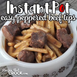 This Easy Instant Pot Peppered Beef Tips recipe is the perfect comfort food for busy nights when you don’t have a ton of time, but want a delicious dinner!