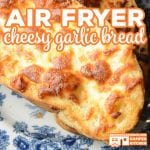 Want to learn how to make garlic cheesy bread in your air fryer or Ninja Foodi? Our Air Fryer Cheesy Garlic Bread is perfectly crispy on the outside and chewy in the middle. Butter, garlic and mozzarella cheese on crusty bread toasted to perfection in your air fryer!