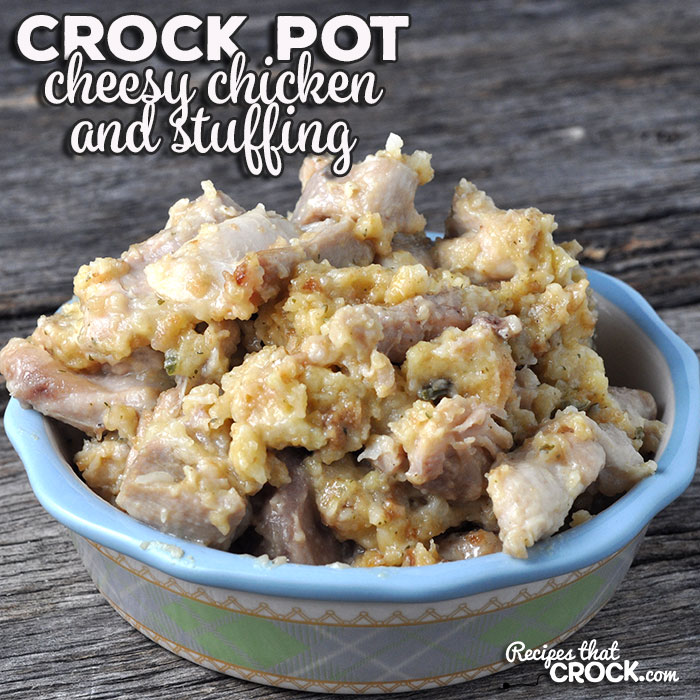 Can you cut chicken into cubes? Can you pour and stir? Then you can make this super easy (and yummy!) Cheesy Crock Pot Chicken and Stuffing recipe!
