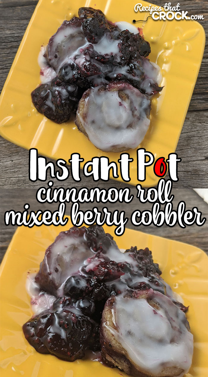This Instant Pot Cinnamon Roll Mixed Berry Cobbler is the perfect recipe to treat yourself during the week or to take to a potluck! Easy and delicious!