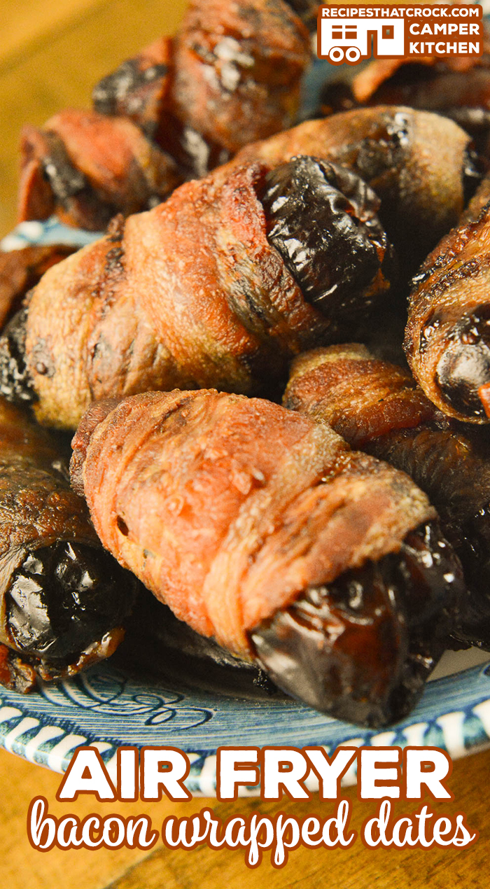 Our Air Fryer Bacon Wrapped Dates are an easy flavorful appetizer you can make in your air fryer or Ninja Foodi using the air crisp feature. via @recipescrock