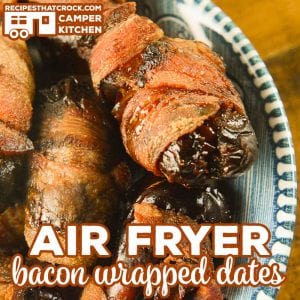 Our Air Fryer Bacon Wrapped Dates are an easy flavorful appetizer you can make in your air fryer or Ninja Foodi using the air crisp feature.