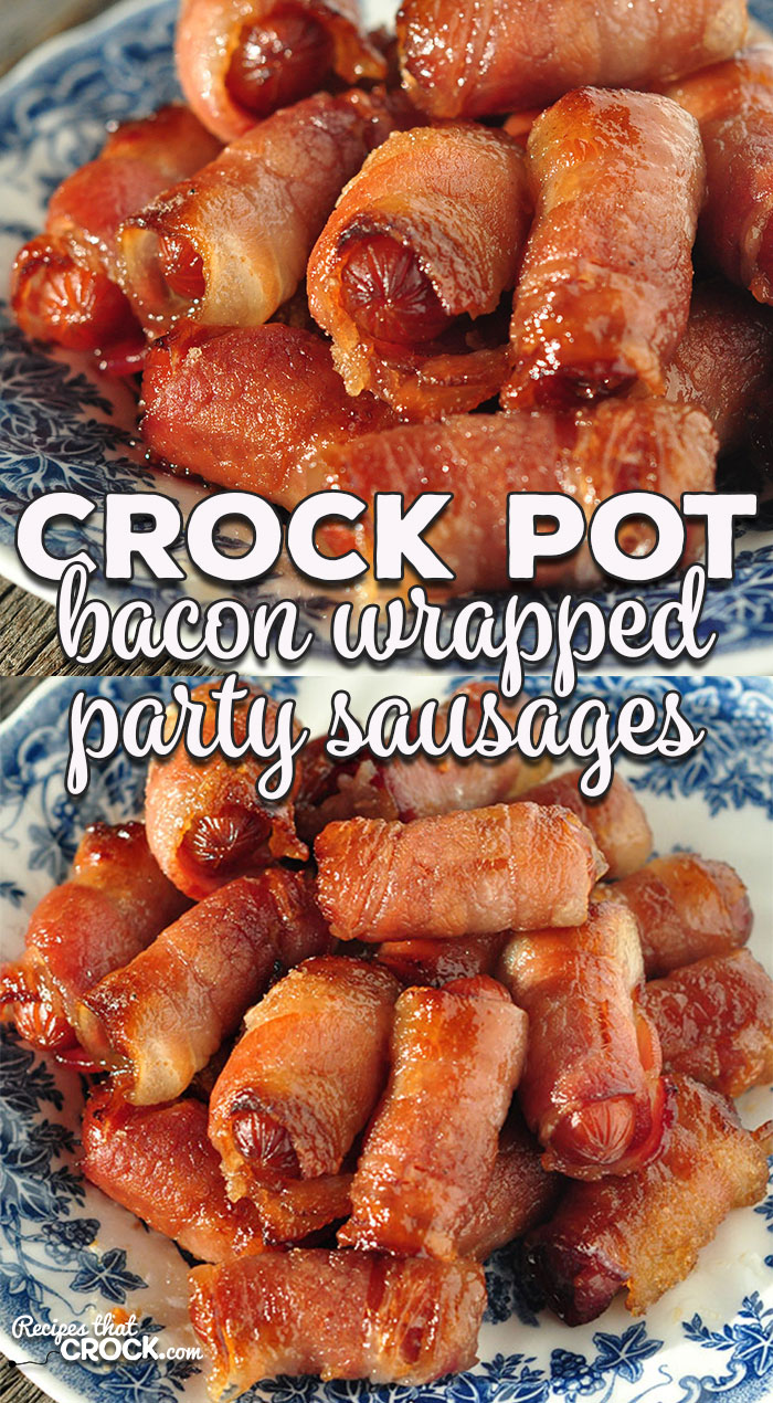 Whether you want the ultimate appetizer for a party or want a treat for yourself, you don't want to miss these Bacon Wrapped Crock Pot Party Sausages!