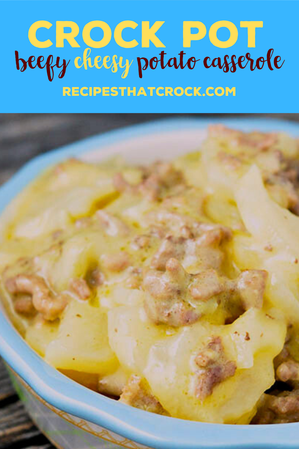This Beefy Cheesy Crock Pot Potato Casserole is a great casserole for the whole family. Get your meat and potatoes all in one pot! It is SO good!