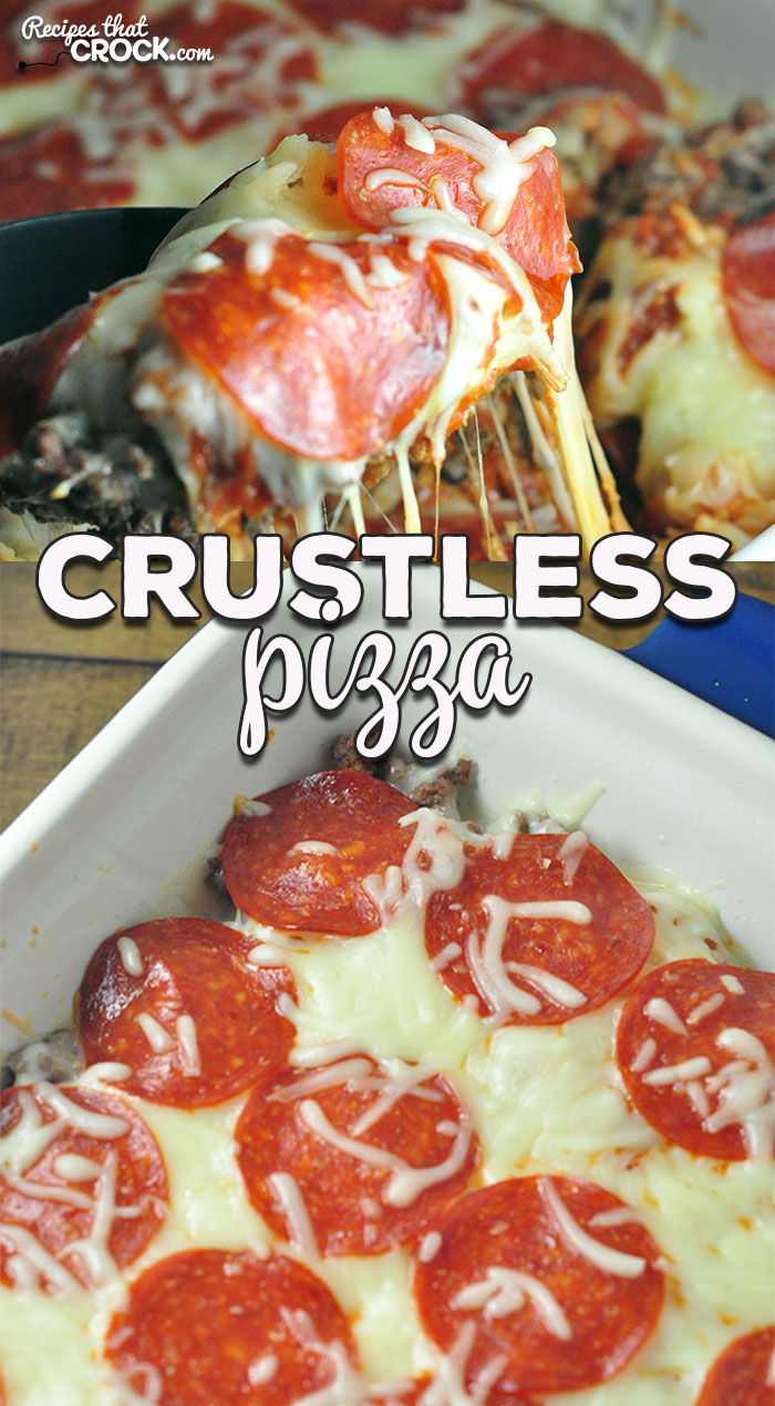 This Crustless Pizza oven recipe is a great weeknight meal that the entire family will enjoy and can be adapted easily to have your favorite pizza toppings!