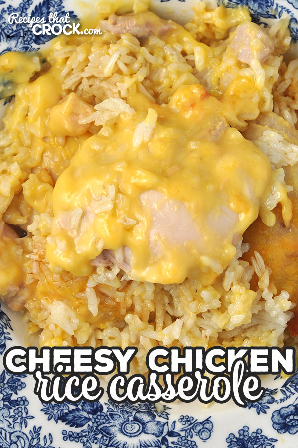 This Cheesy Chicken Rice Casserole for your oven is easy, cheesy and sure to please! It is a great dish for a treat for your family or to take to a potluck!