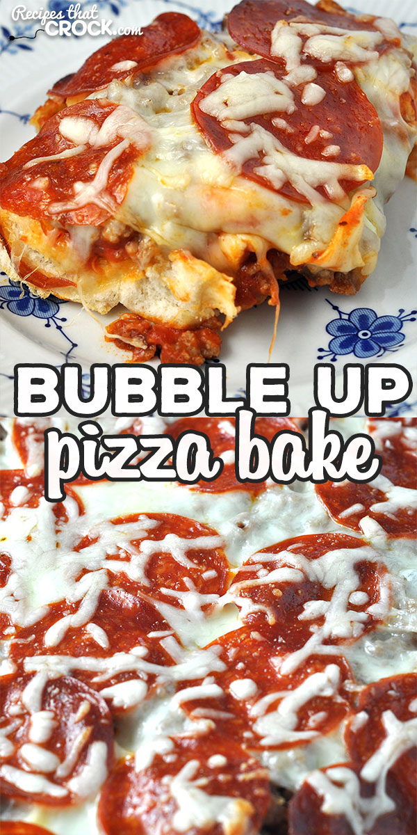 This Bubble Up Pizza Bake is the oven version of our Crock Pot Pizza Bake. It is a delicious and easy way to have homemade pizza on chaotic night! via @recipescrock