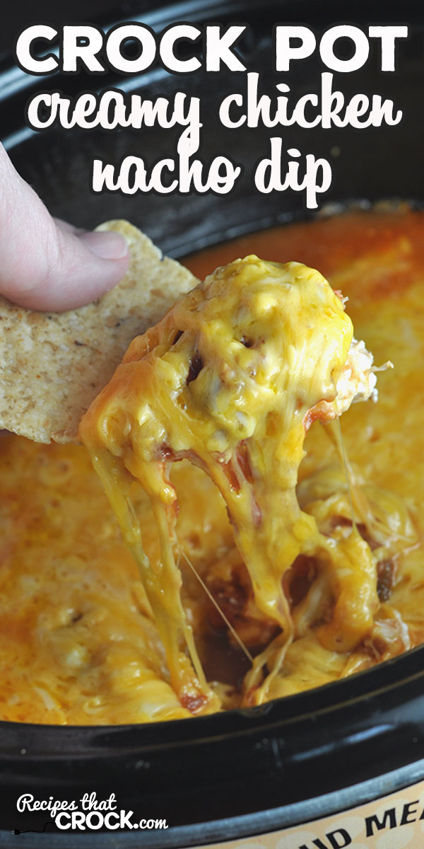 This Creamy Crock Pot Nacho Chicken Dip is super easy to make and can be served as a dip or as a main dish on tortillas! Either way, you'll love it! via @recipescrock