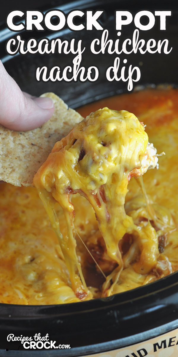This Creamy Crock Pot Nacho Chicken Dip is super easy to make and can be served as a dip or as a main dish on tortillas! Either way, you'll love it! via @recipescrock