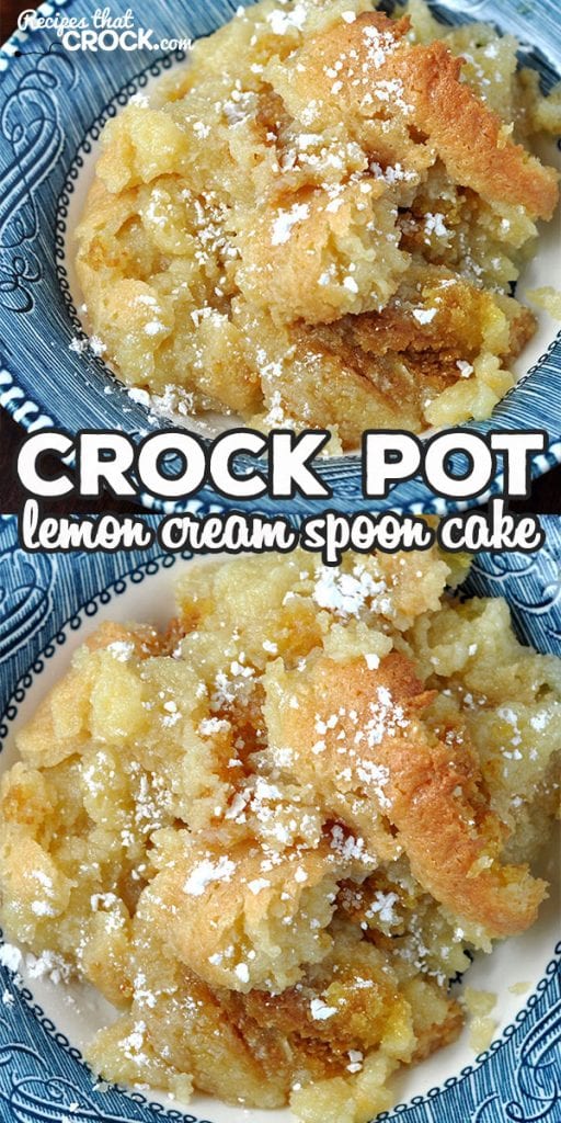 This Crock Pot Lemon Cream Spoon Cake is a simple treat that is delicious and a cinch to throw together when you want something sweet!