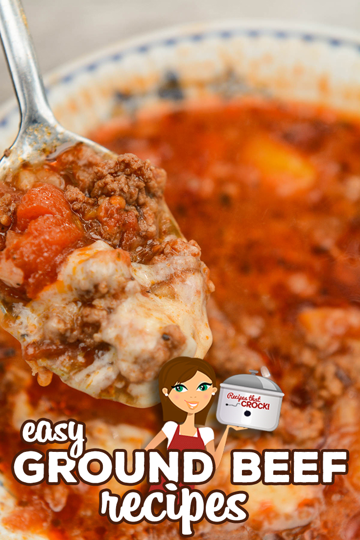Are you looking for Easy Ground Beef Recipes for your crock pot, instant pot, air fryer or oven? Here is a list of our tried and true favorites including low carb dishes like Stuffed Pepper Soup, Taco Chili and Crustless Pizza, as well as kid-friendly recipes such as Chili Mac Casserole, Sloppy Joe Soup and Taco Tater Tot Casserole via @recipescrock